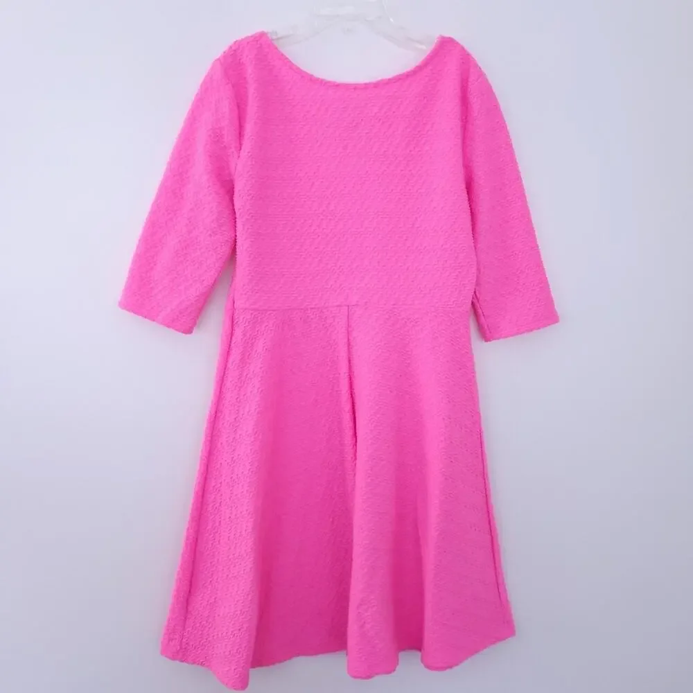 SO Girls Bubblegum Pink Dress Short Sleeve Fit & Flare Size 10 Dress, Textured